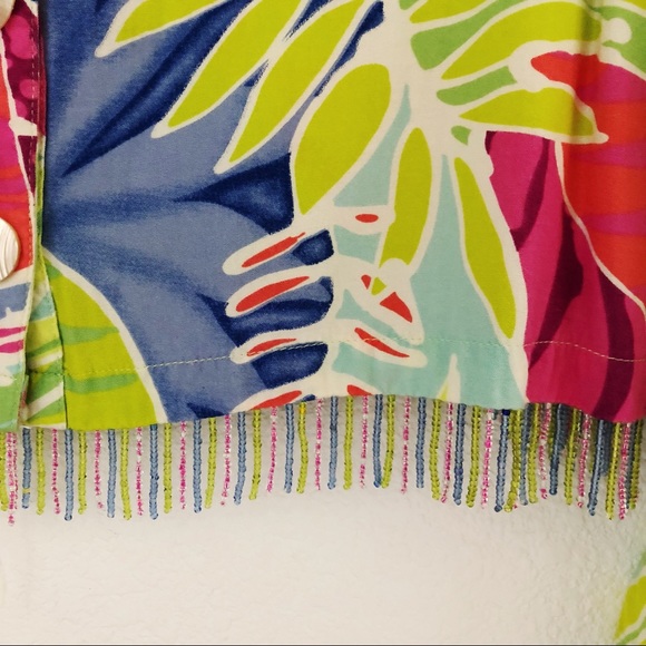 Vintage cropped beaded cardigan floral gypsy S - Picture 3 of 6